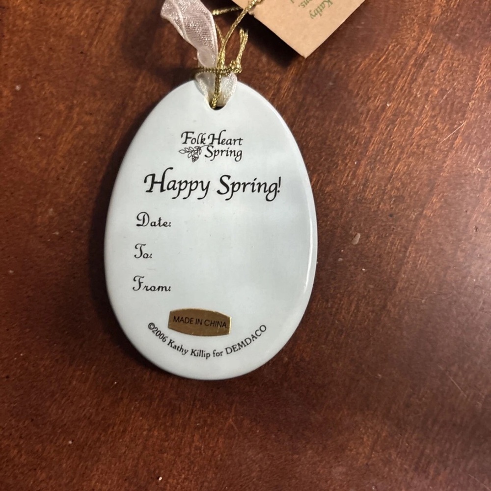 Demdaco Folk Heart Spring Ornament with Ribbon - Picture 2 of 4
